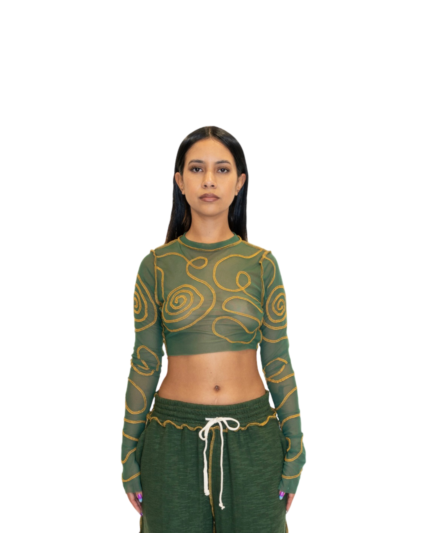 Female Energy Long Sleeve Crop (Green)