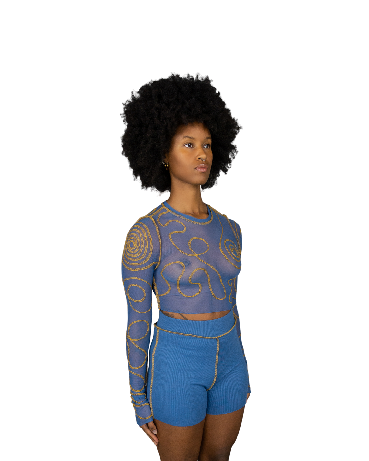 Female Energy Long Sleeve Crop (Blue)