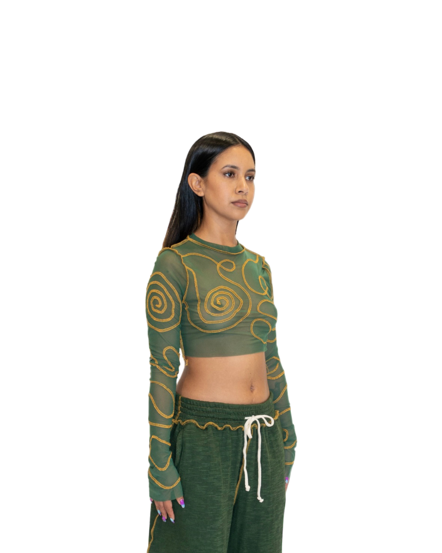 Female Energy Long Sleeve Crop (Green)