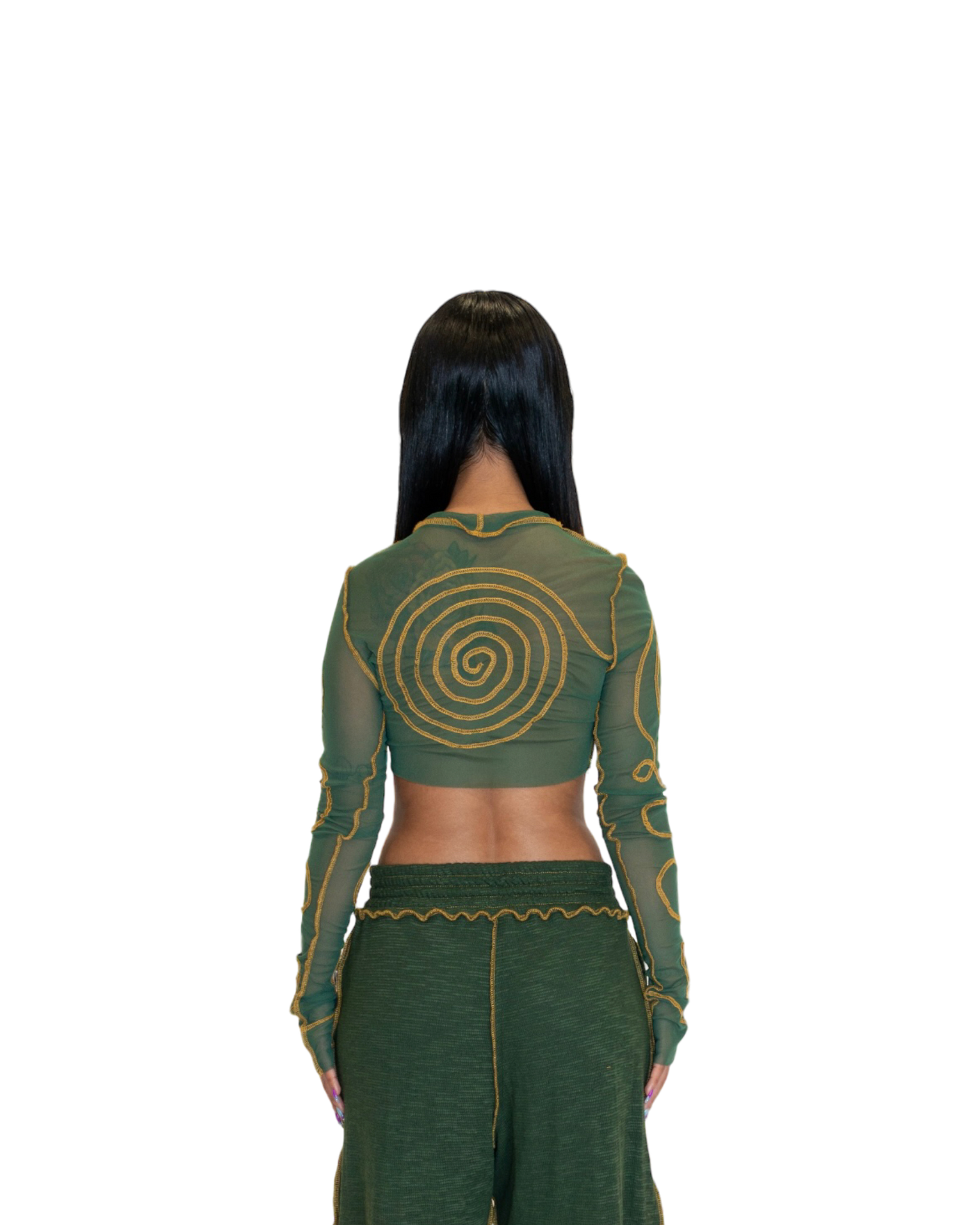 Female Energy Long Sleeve Crop (Green)