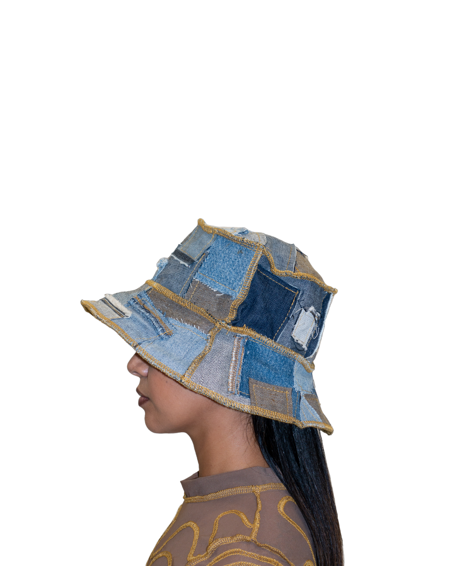 Patchwork Denim Bucket