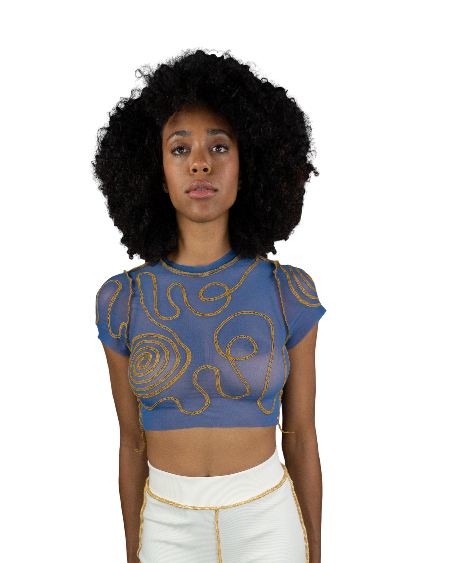 Female Energy Short Sleeve Crop (Blue)