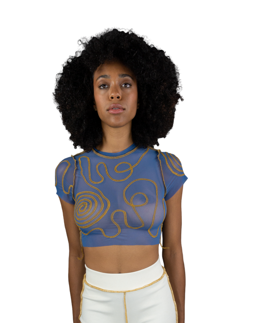 Female Energy Short Sleeve Crop (Blue)