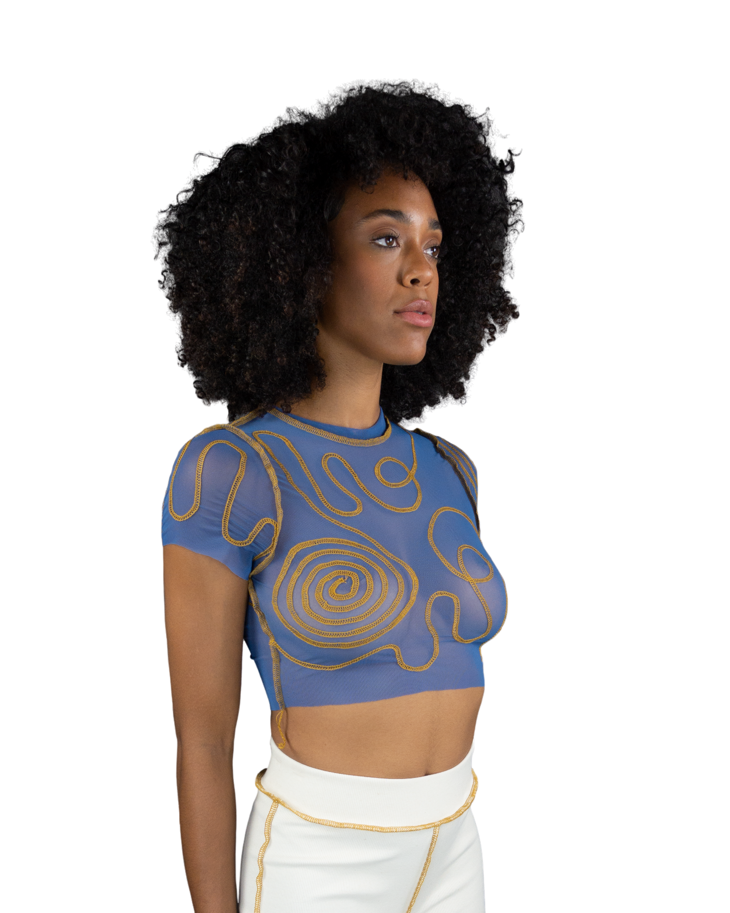 Female Energy Short Sleeve Crop (Blue)