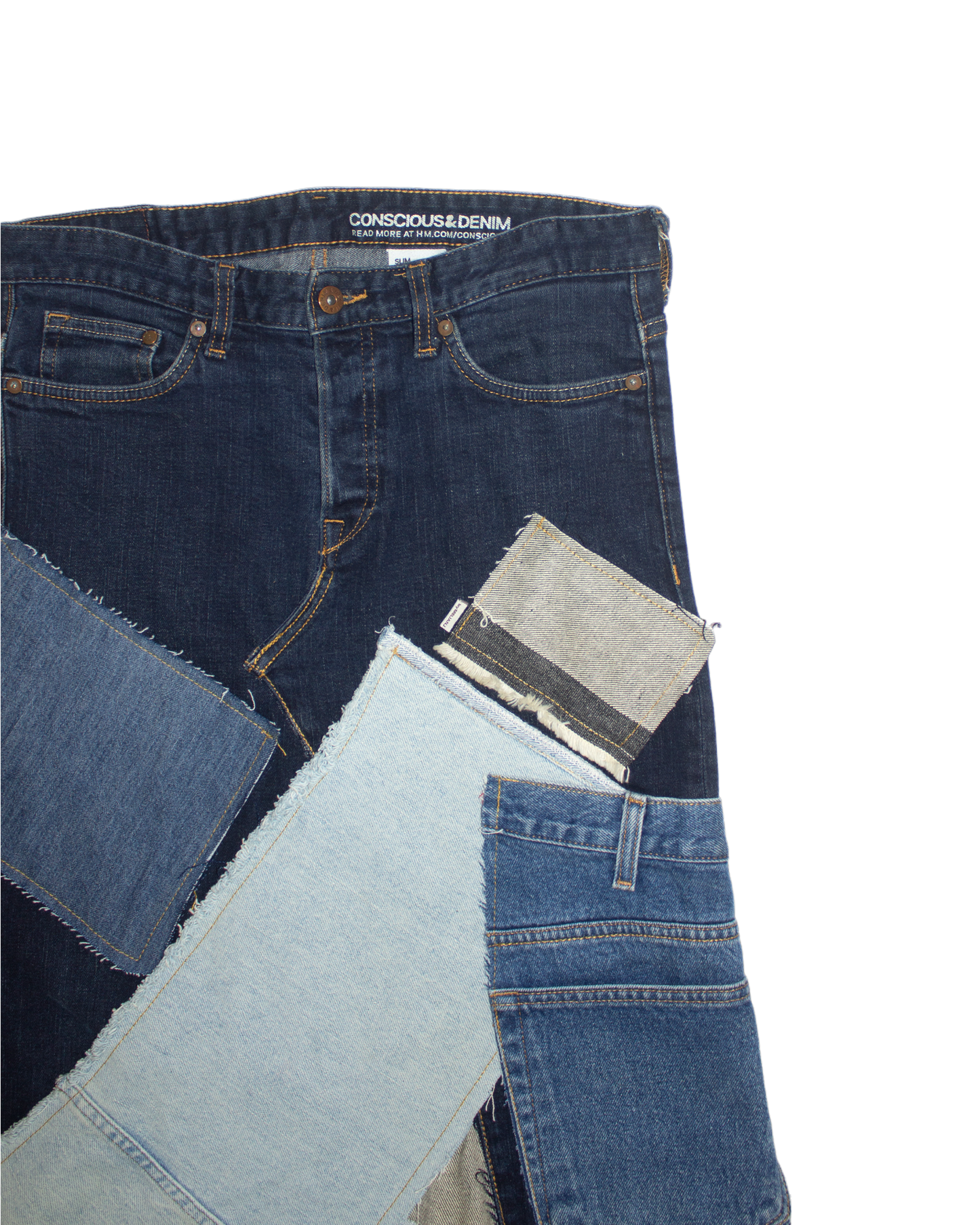 FW23 Patched Denim Maxi Skirt