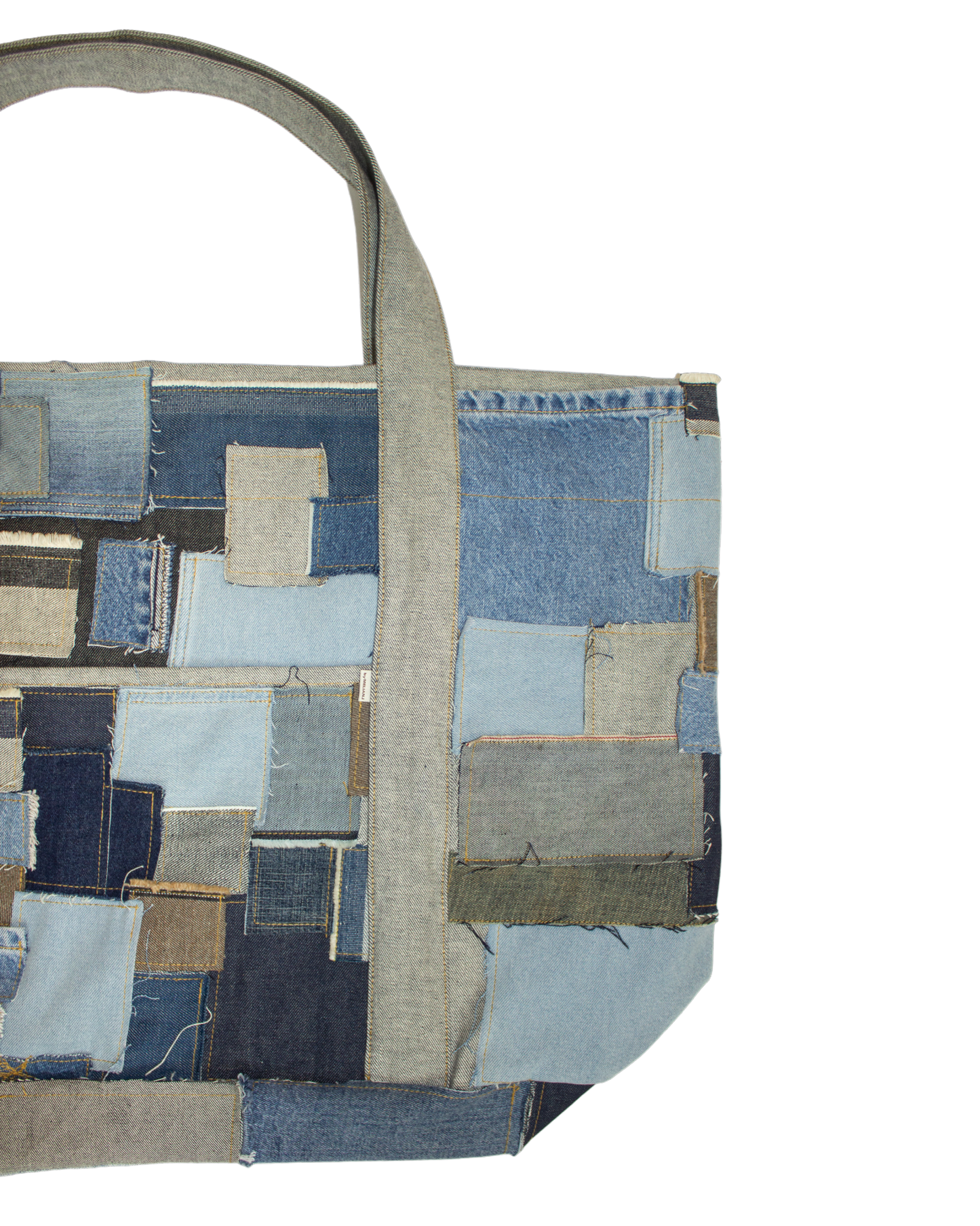 FW23 Oversized Denim Patchwork Laundry Tote