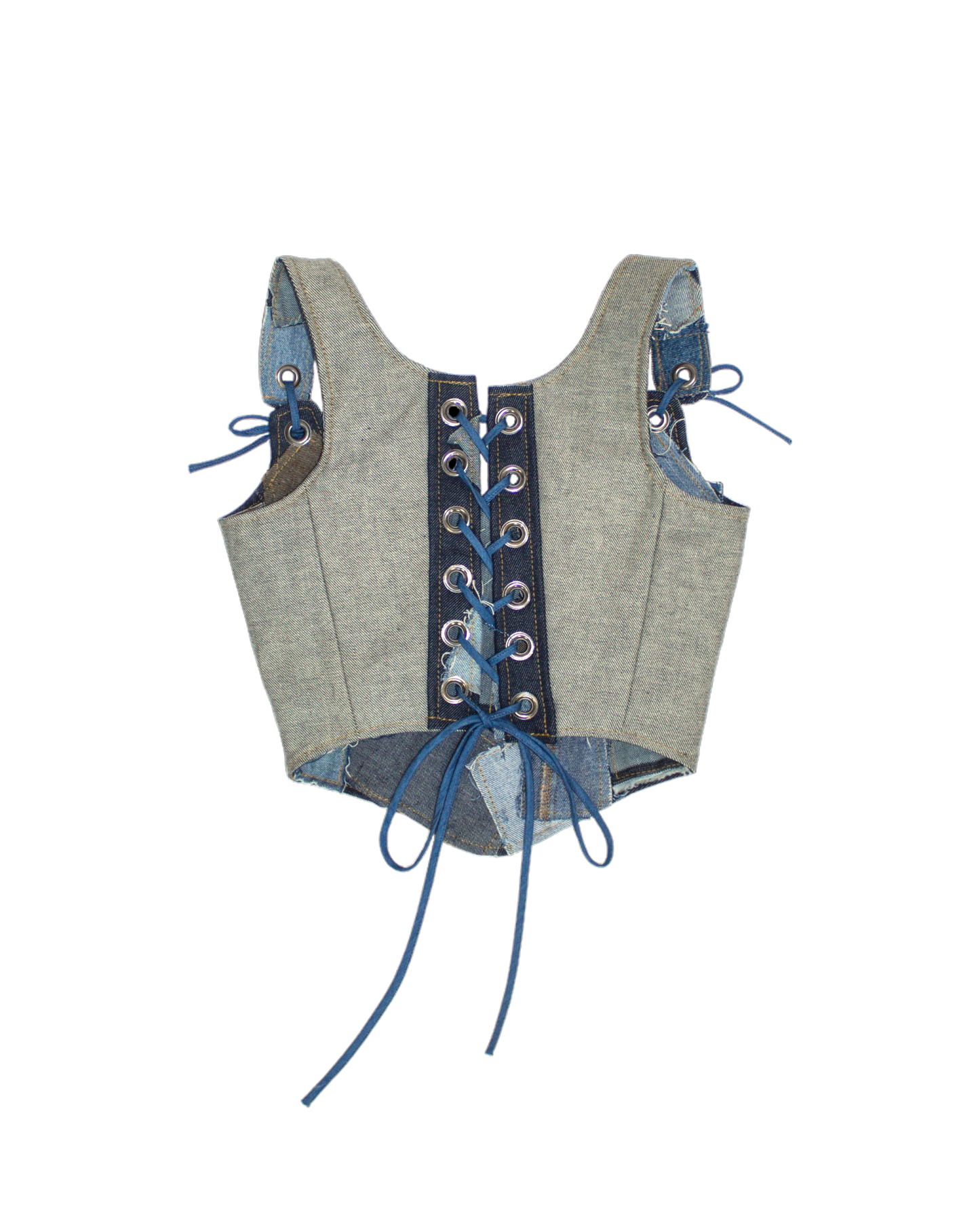 FW23 Couture Reversible Patchwork Denim Corset