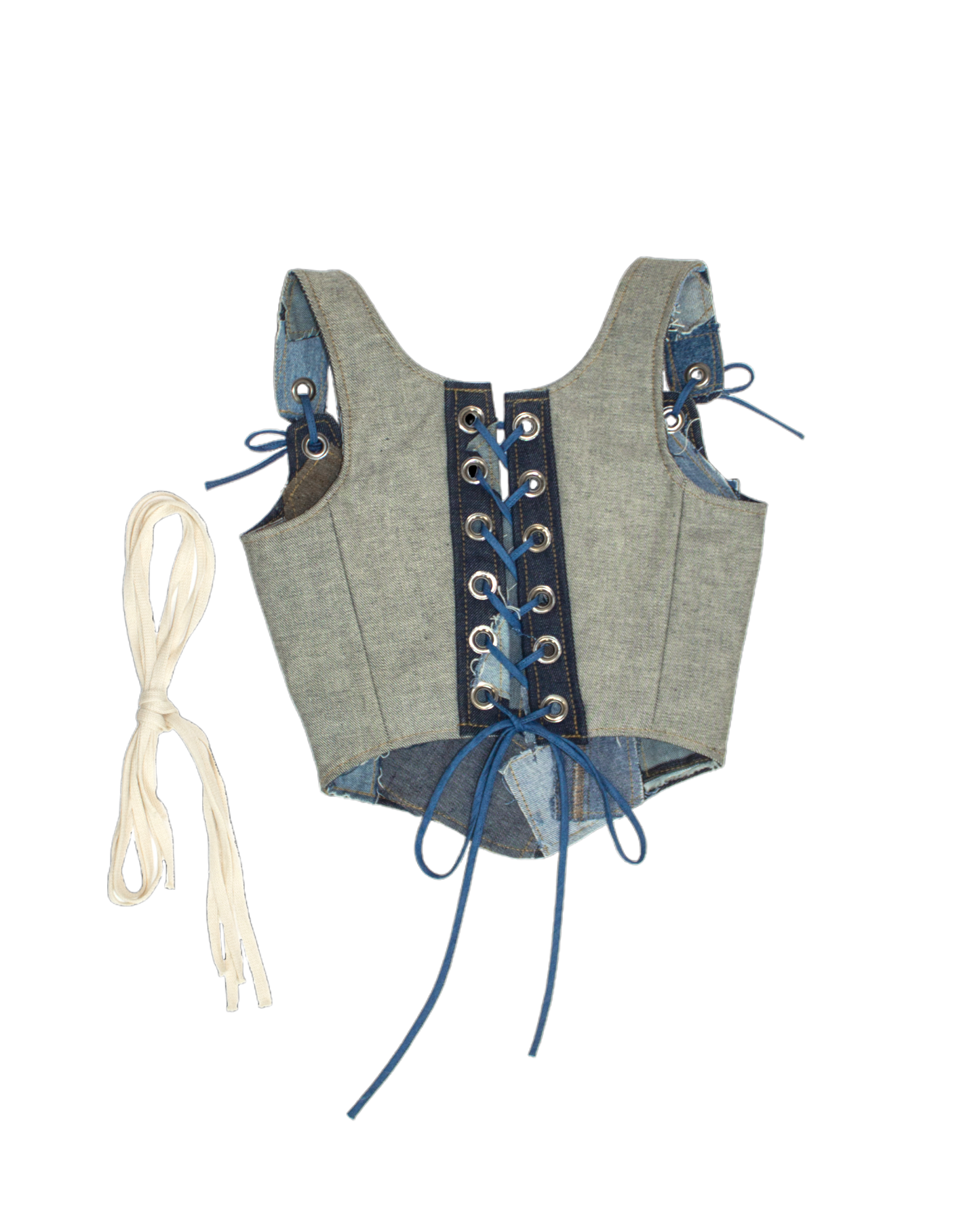 FW23 Couture Reversible Patchwork Denim Corset