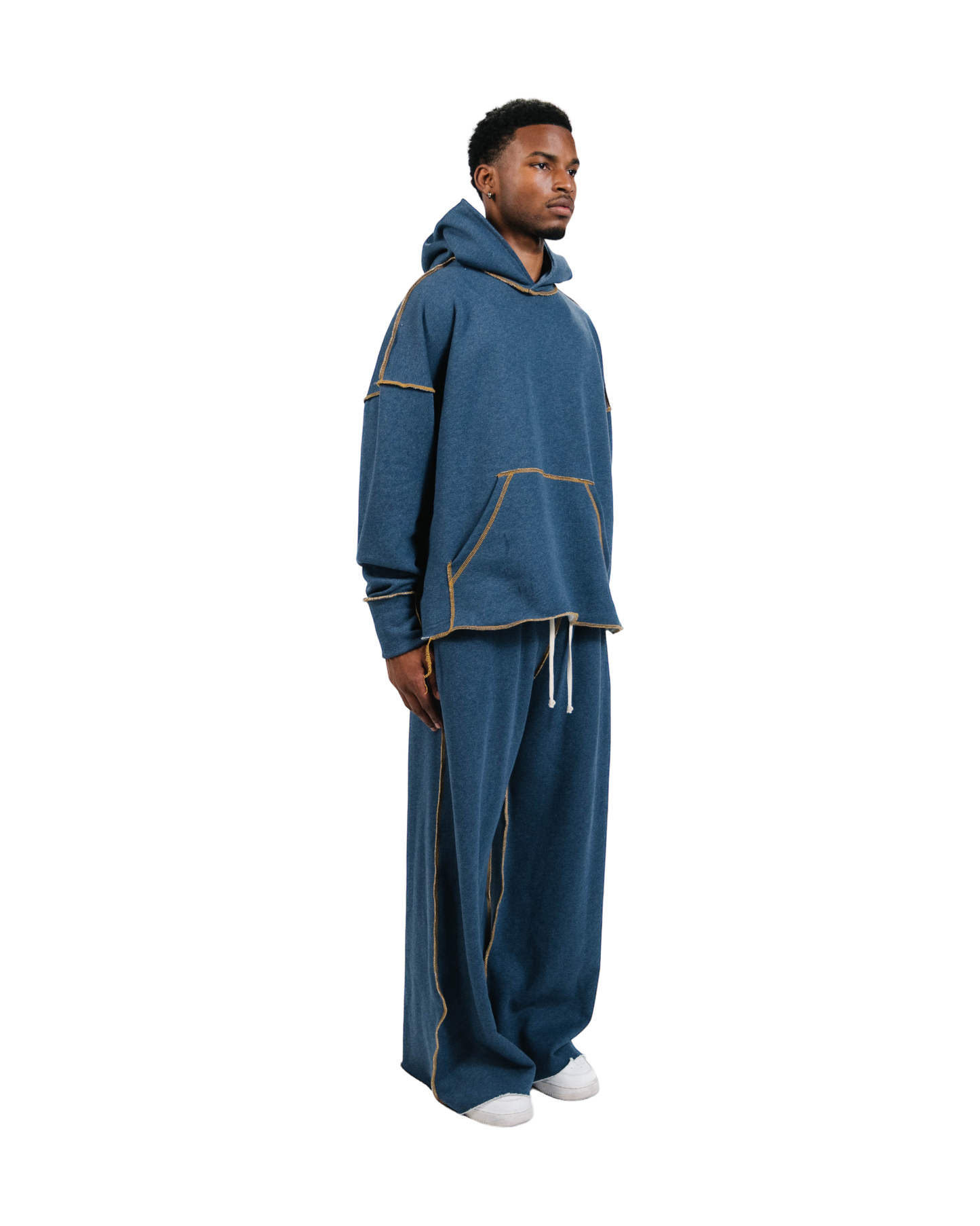 Oversized Denim Terry Hoodie