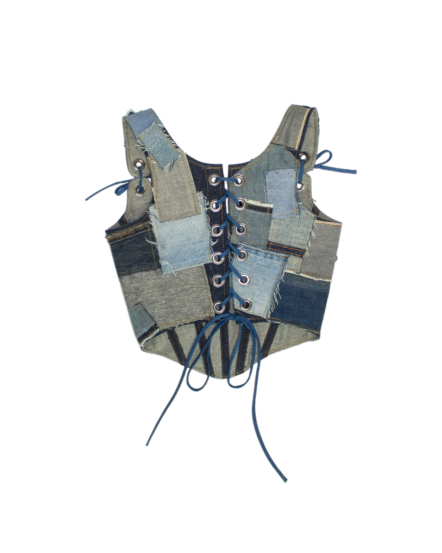 FW23 Couture Reversible Patchwork Denim Corset