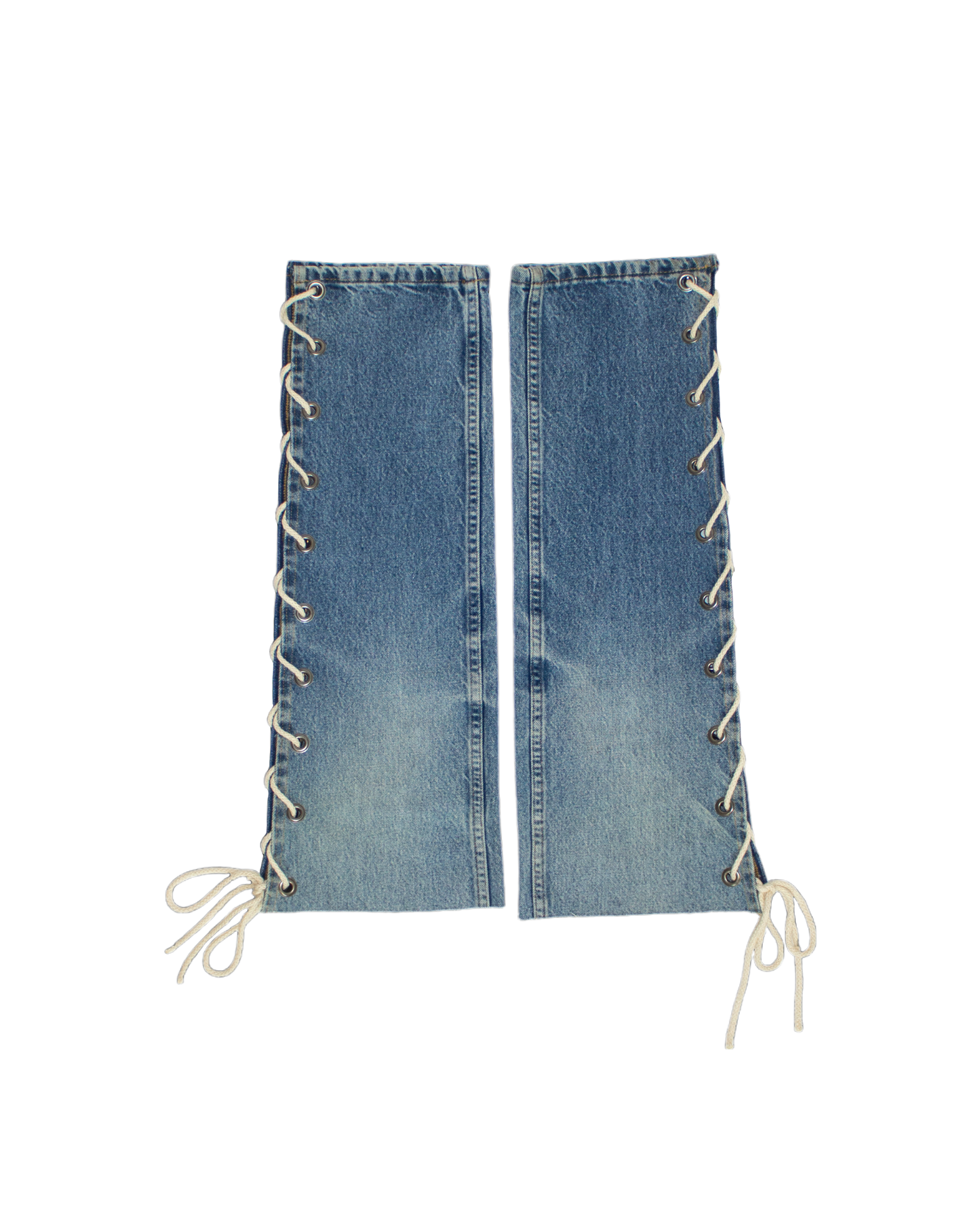 FW23 Denim Lace-Up Leg Warmers