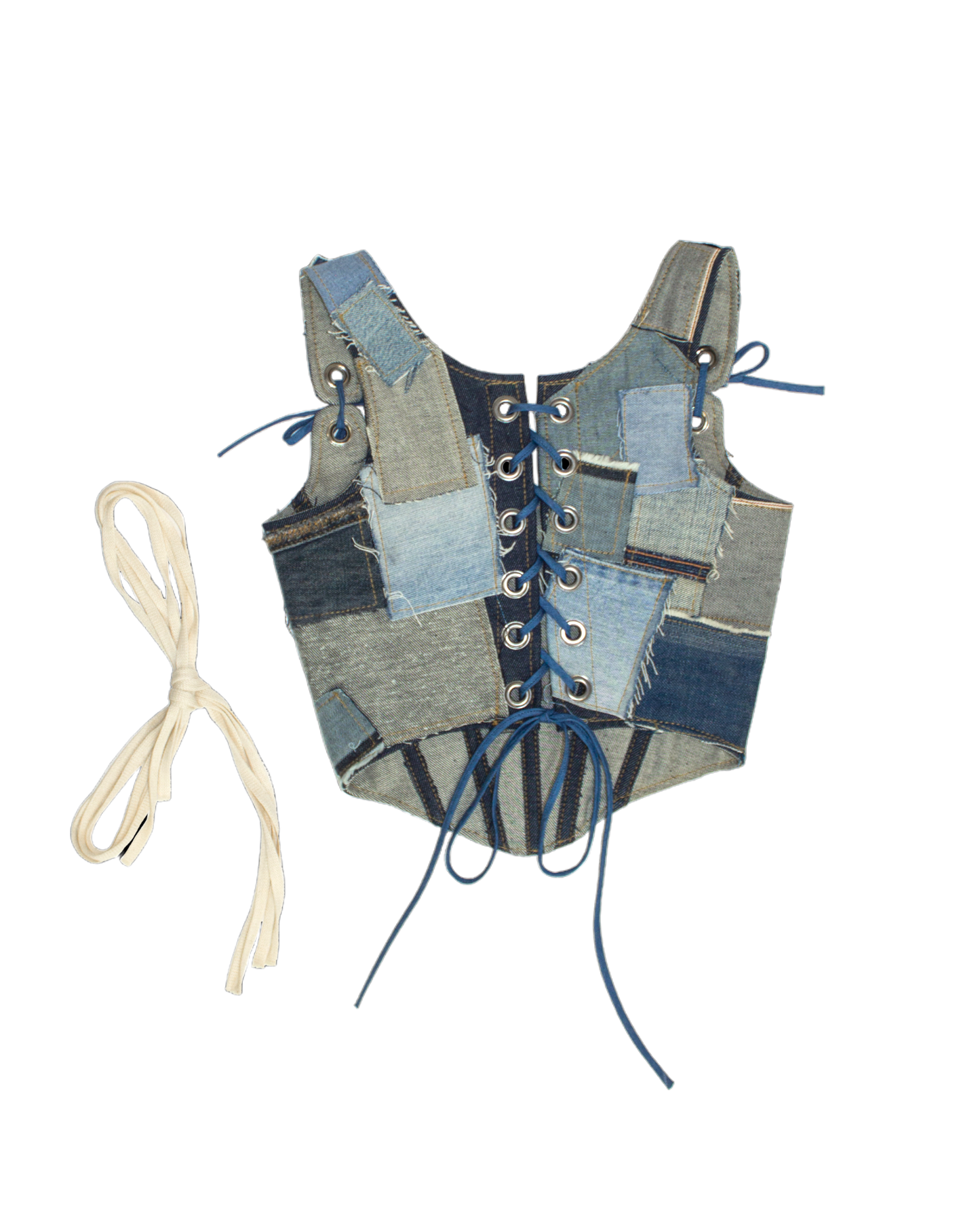 FW23 Couture Reversible Patchwork Denim Corset