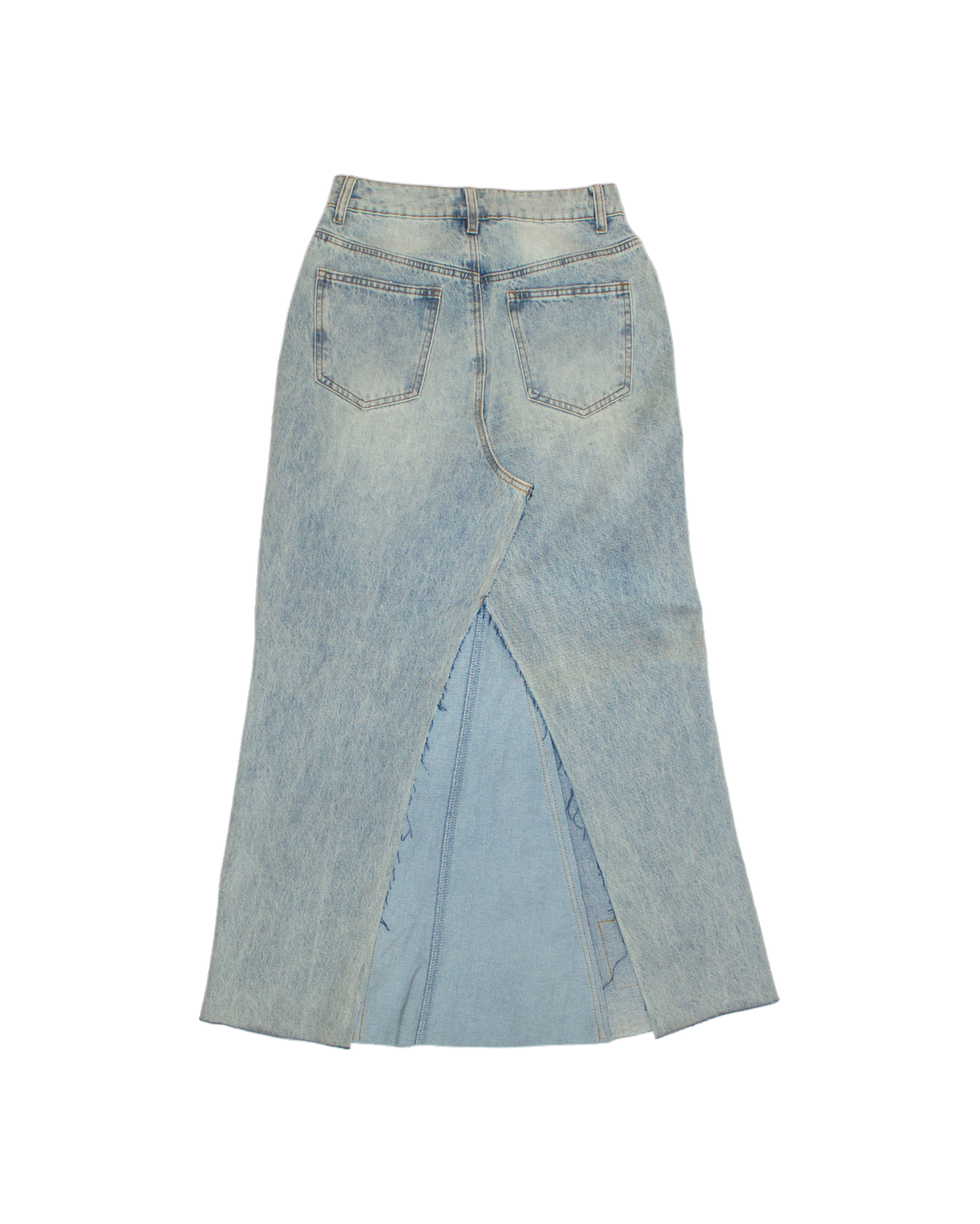 FW23 Patched Denim Maxi Skirt