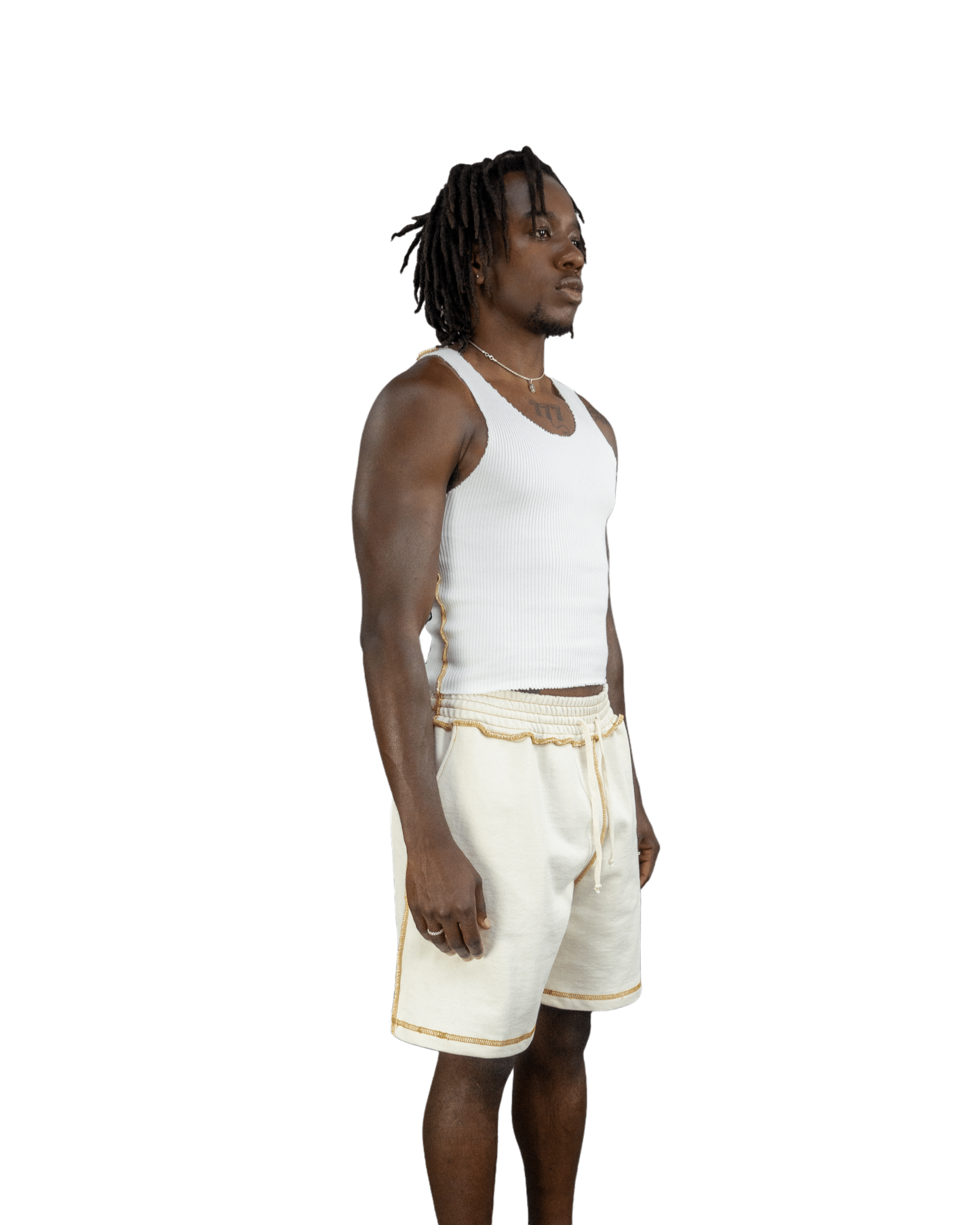 White Ribbed Crop Tank