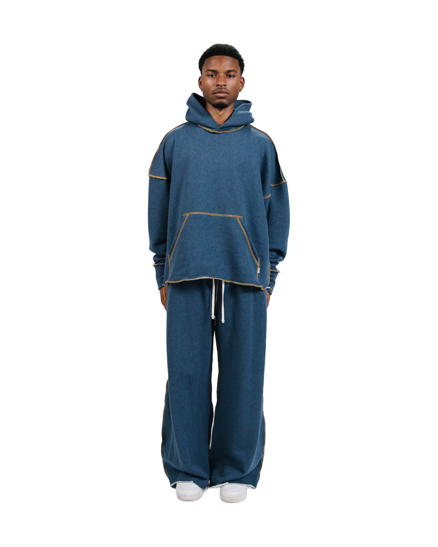 Oversized Denim Terry Hoodie