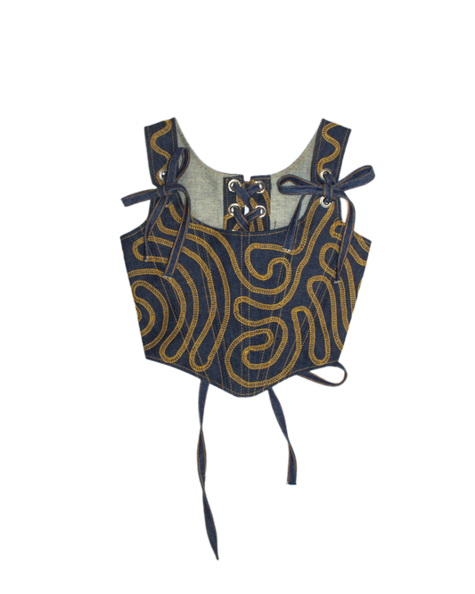 "Female Energy" Reversible Raw Denim Corset