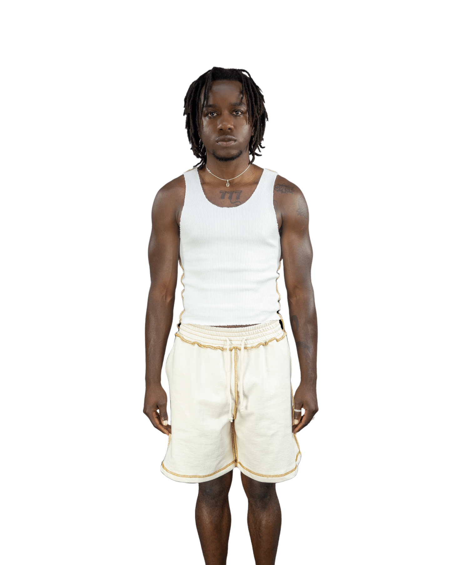 White Ribbed Crop Tank