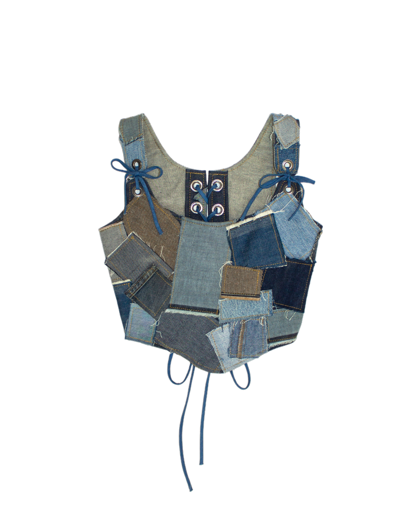 FW23 Couture Reversible Patchwork Denim Corset