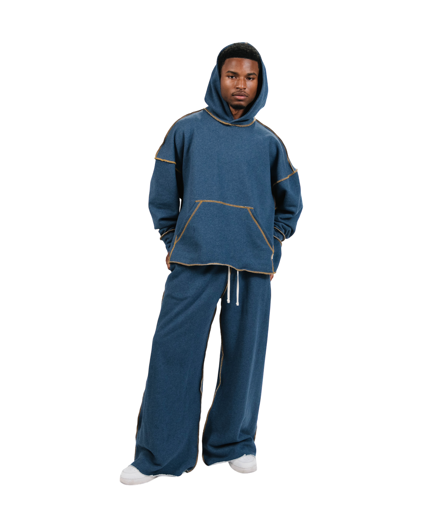 Oversized Denim Terry Hoodie