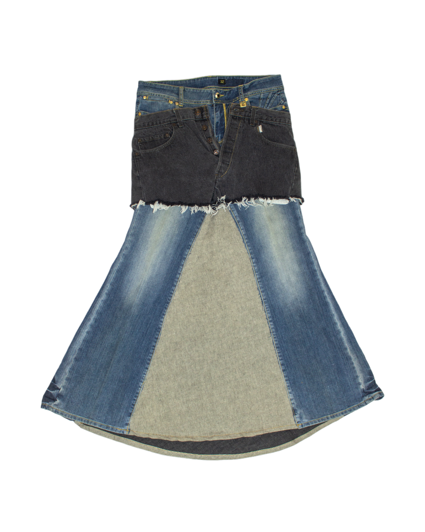 FW23 Reconstructed Denim Maxi Skirt