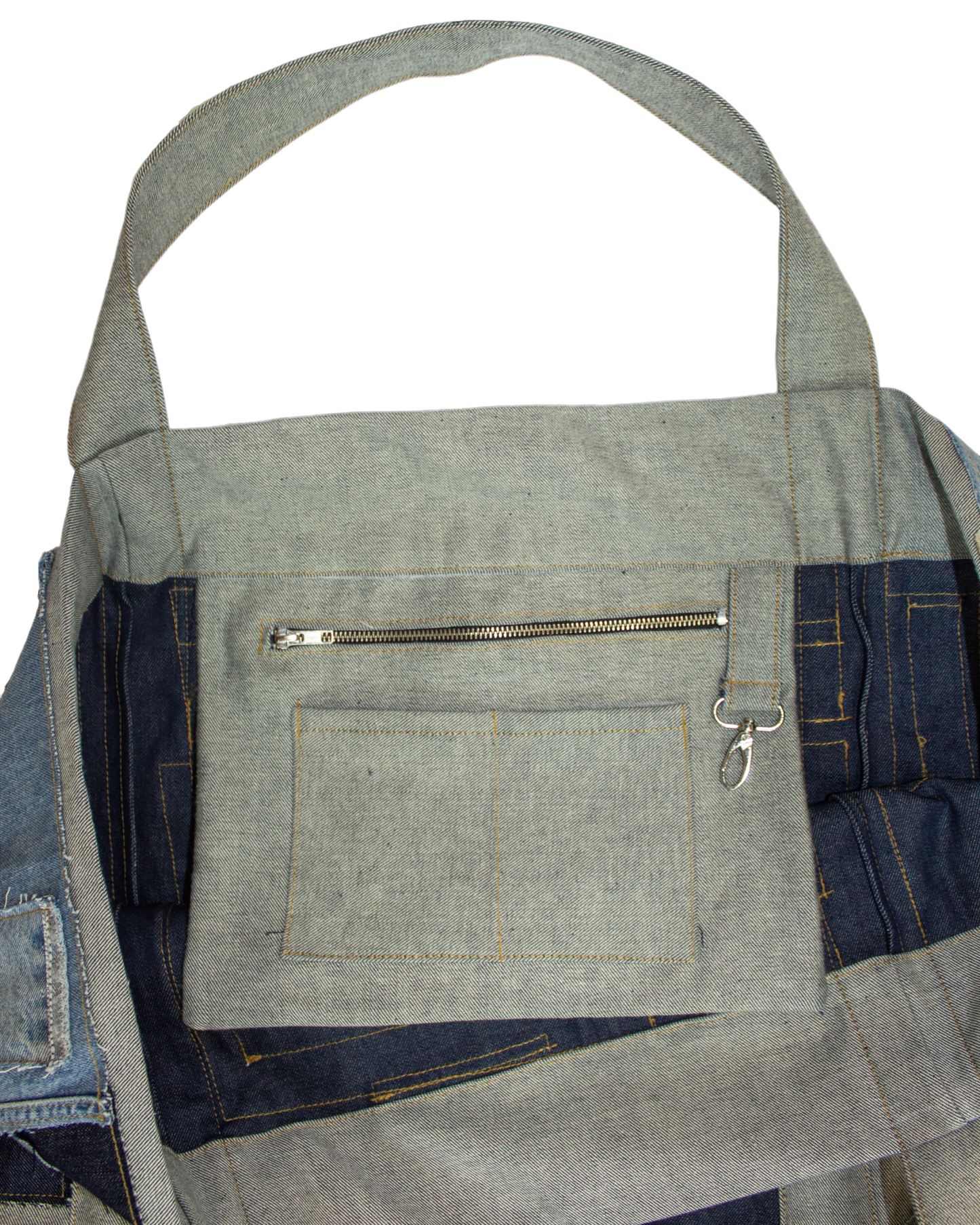 FW23 Oversized Denim Patchwork Laundry Tote