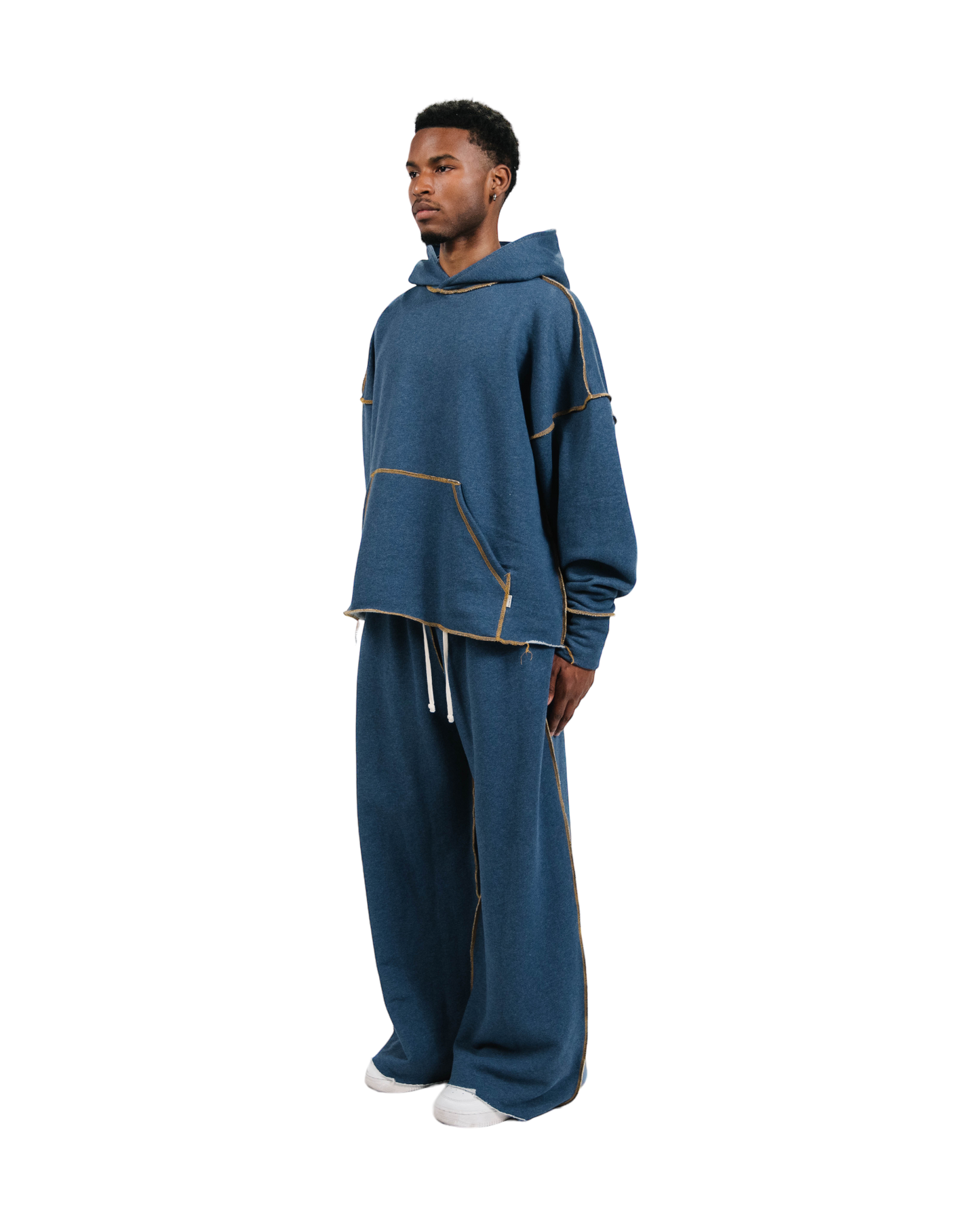 Oversized Denim Terry Hoodie