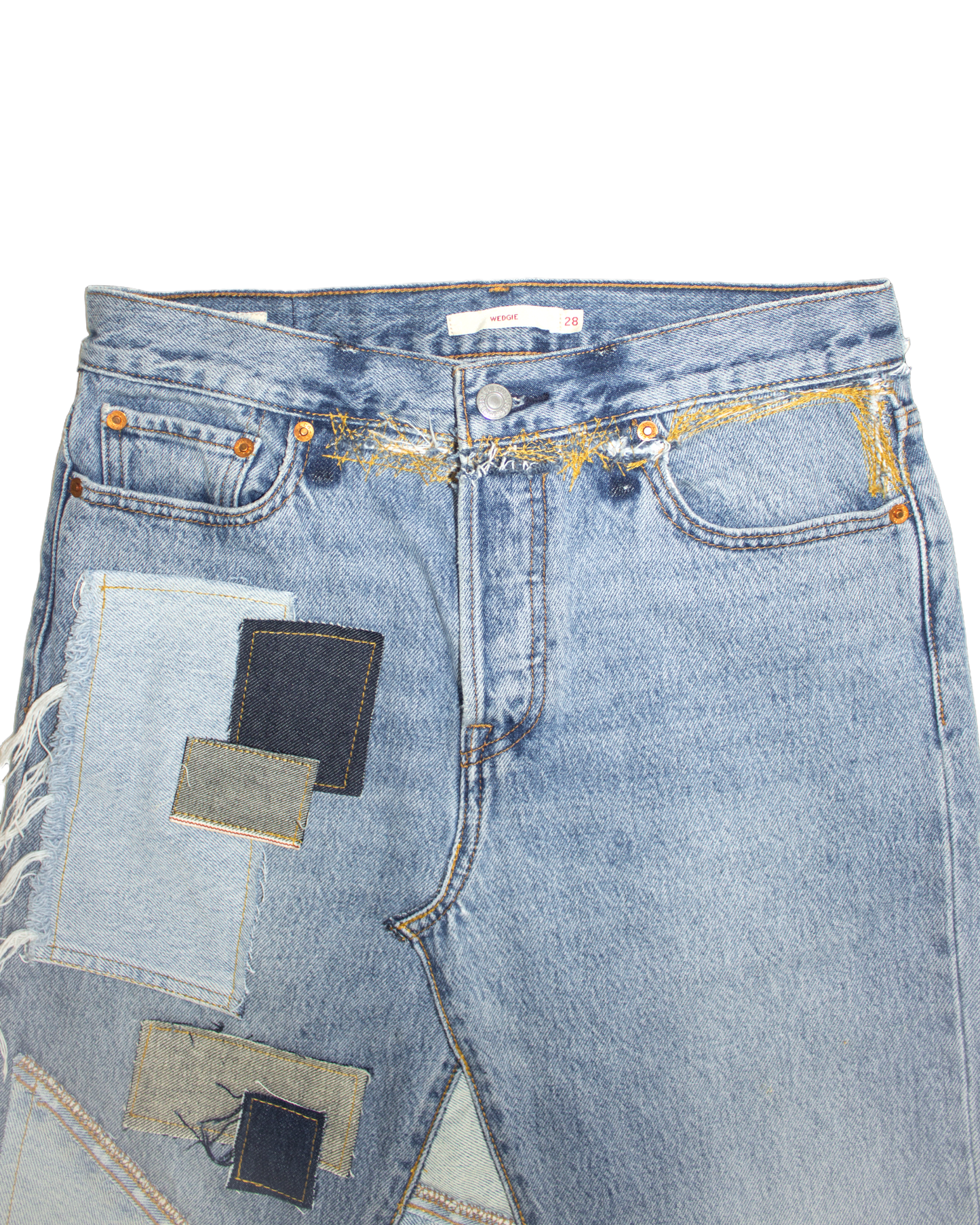 FW23 Patched Denim Maxi Skirt