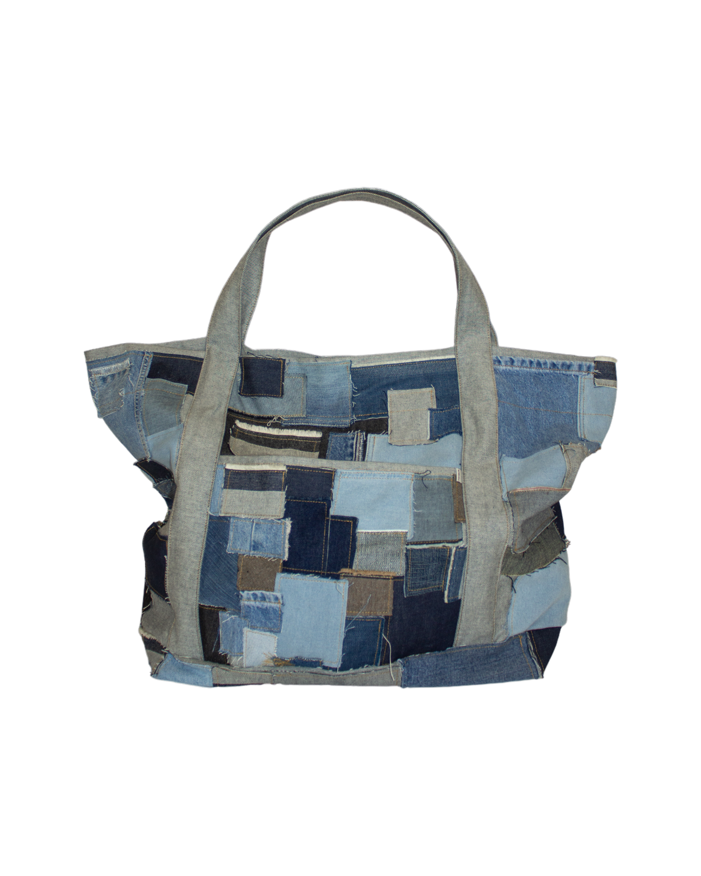 FW23 Oversized Denim Patchwork Laundry Tote