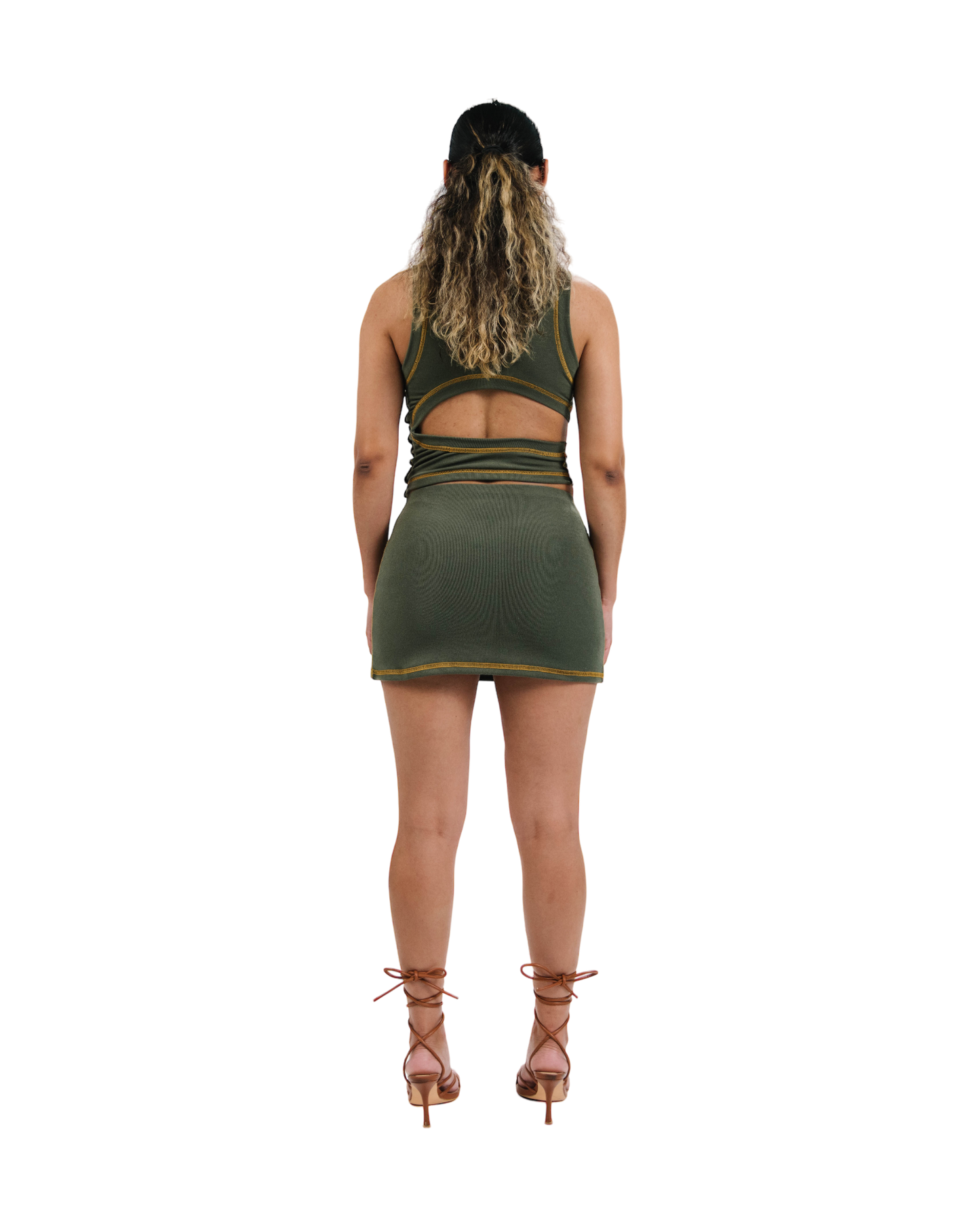 Ribbed Mini Skirt [Seaweed Green]