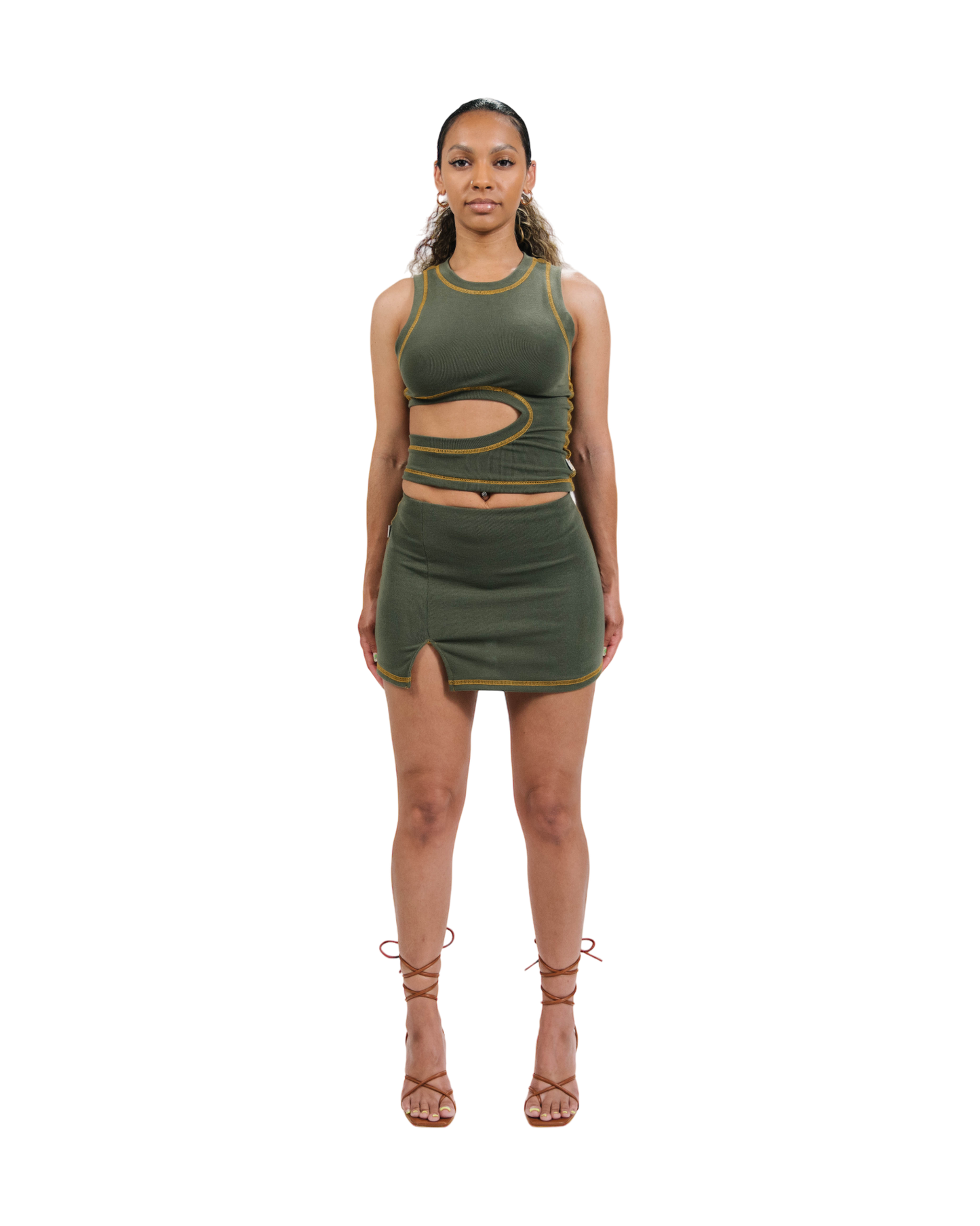 Ribbed Mini Skirt [Seaweed Green]