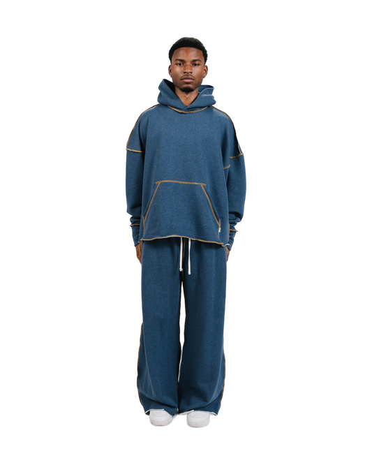 Oversized Denim Terry Hoodie