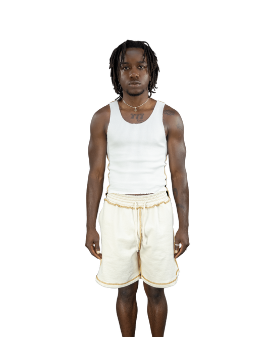 White Ribbed Crop Tank